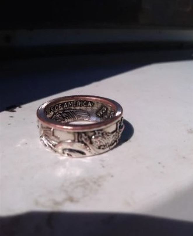1945 Liberty Silver Dollar Coin Punk Retro Ring