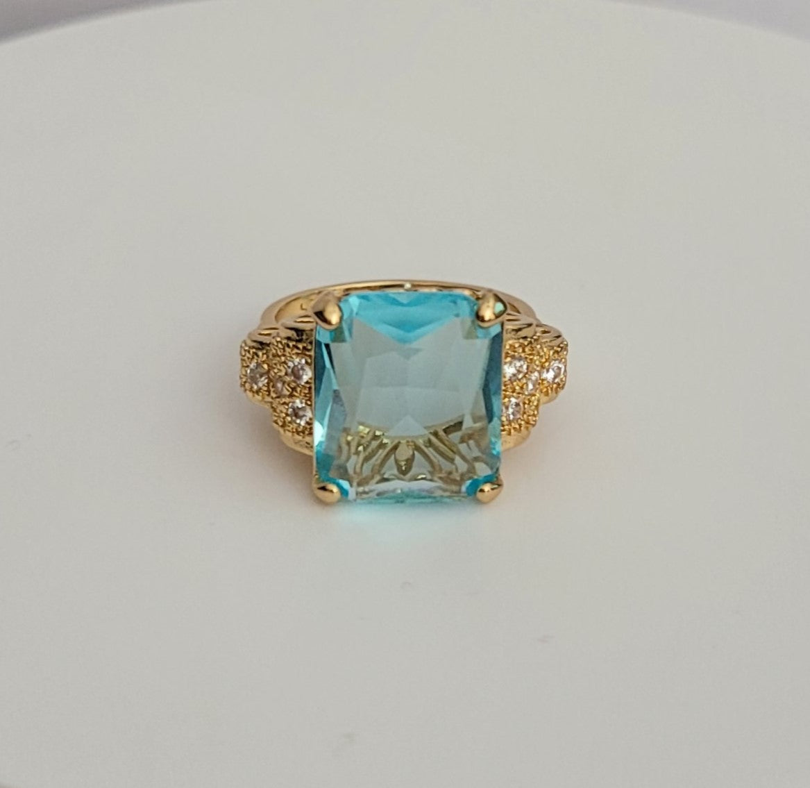 2Ct Emerald London Blue Topaz 14K Gold Plated Ring