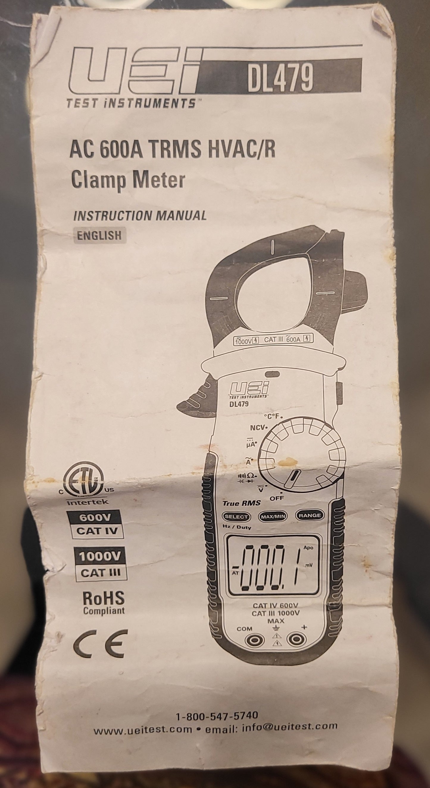 UEi DL479 HVAC Clamp Meter w/ Leads & Probe