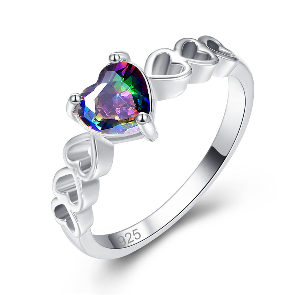 925 Sterling Silver Mystic Topaz Heart Shaped Ring