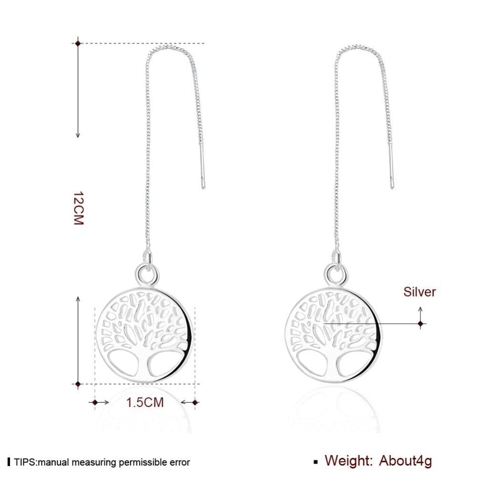 925 Sterling Silver Tree Of Life Dangle Earrings