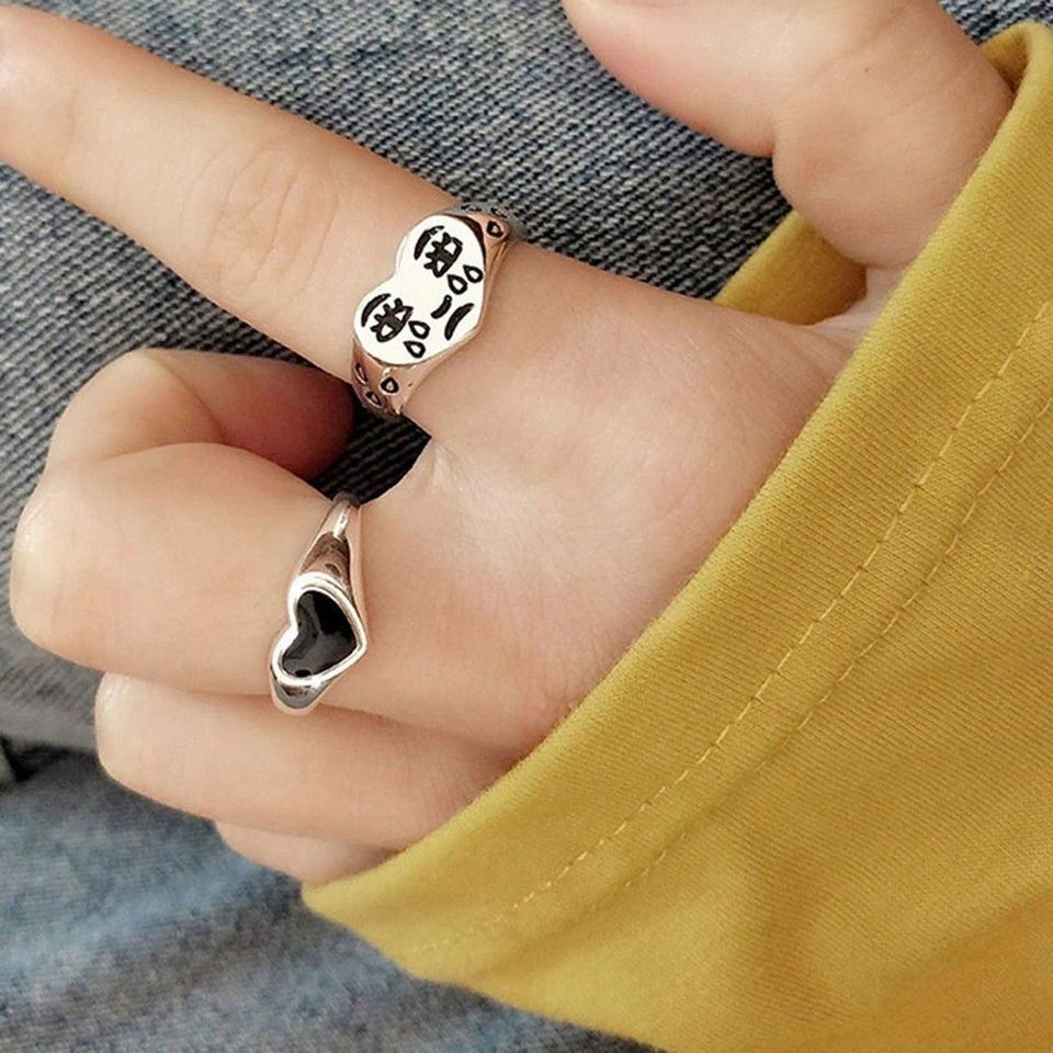 Creative Gypsy Crying Face Open Silver Ring