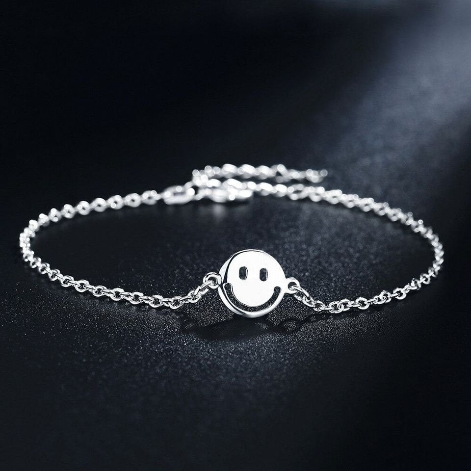 925 Sterling Silver Happy Face Charms Bracelet