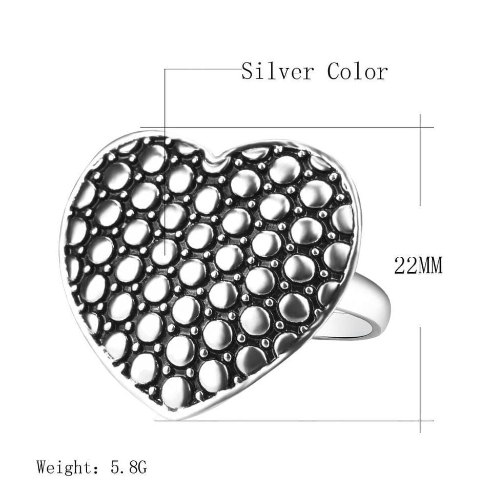 Large 22mm Simple LOVE Heart Silver Ring