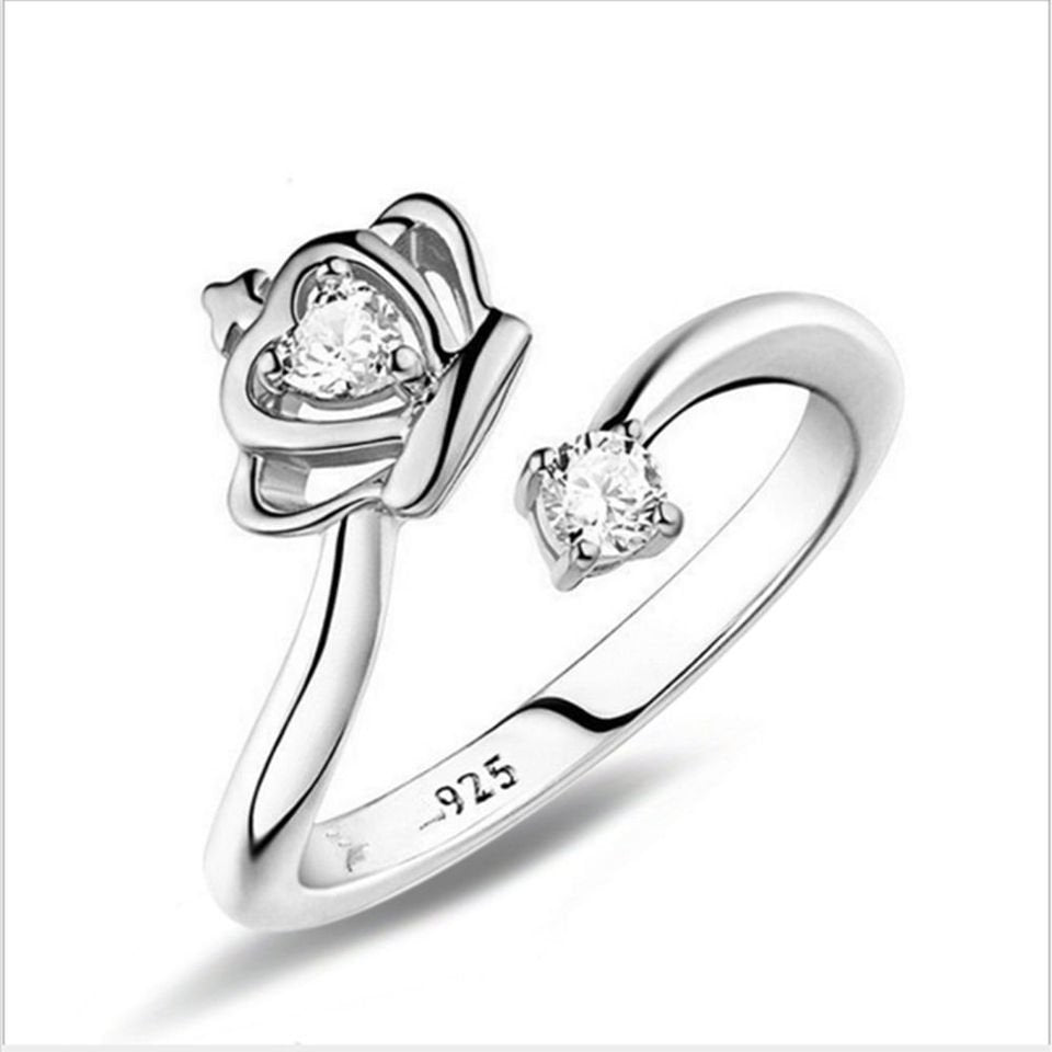 Queen Crown 925 Sterling Silver Open Ring