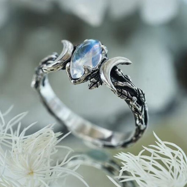 Vintage Triple Moon Retro Silver Ring