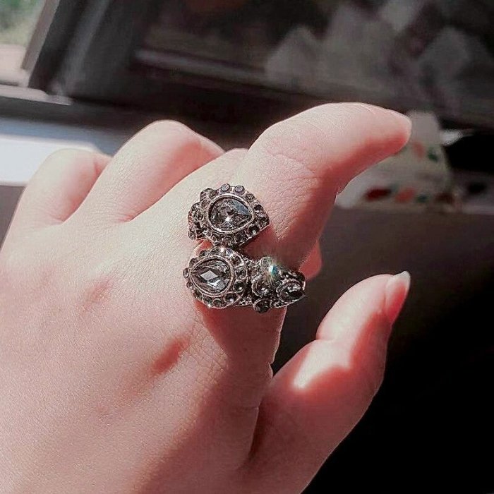 Vintage Gray Ethnic Bohemia Antique Gold Turkish Ring
