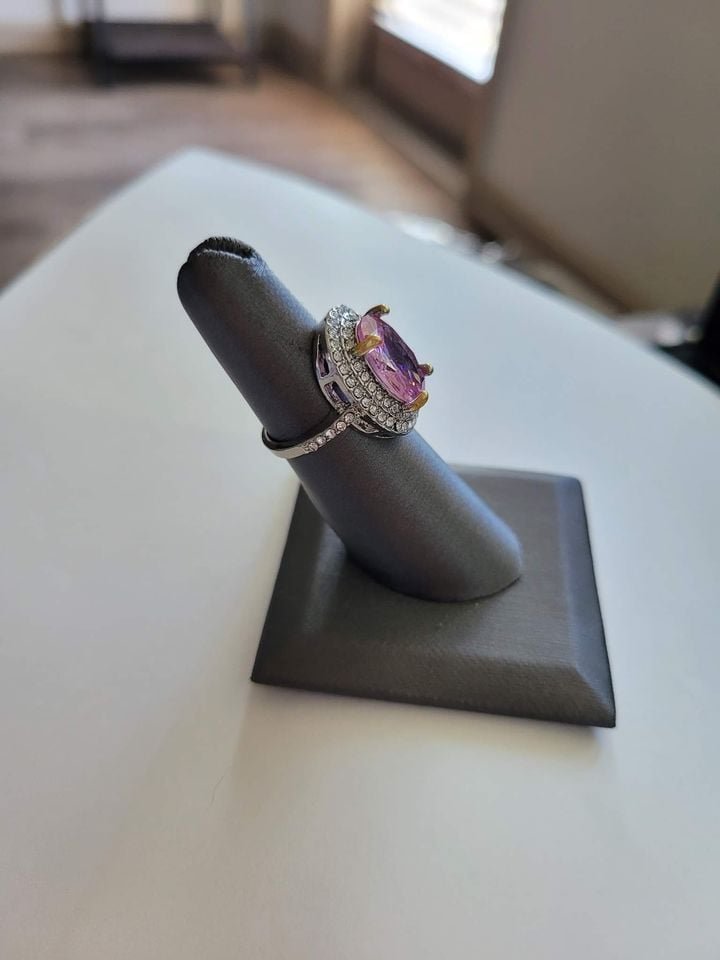 Big 2.8ct Created Pink Sapphire Silver Ring