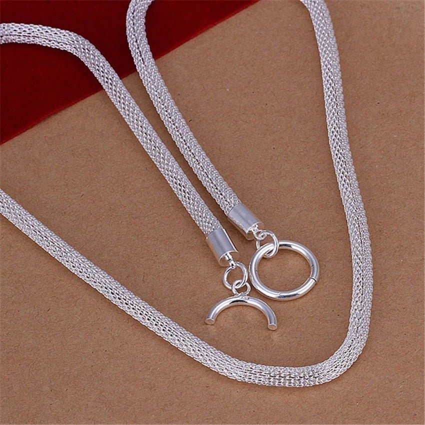 Elegant Sterling Silver 18" Mesh Chain