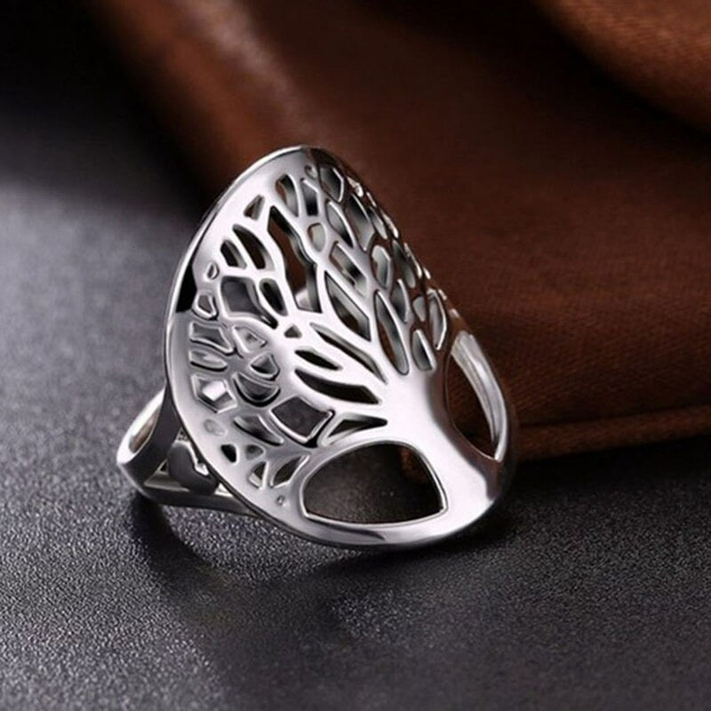 925 Sterling Silver Tree Of Life Hollow Ring