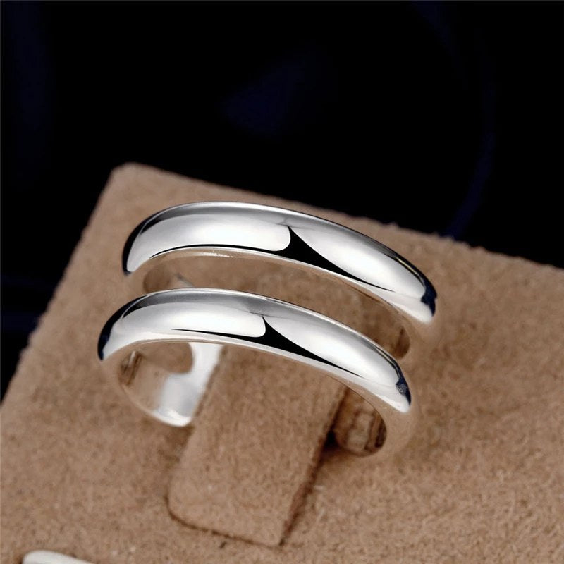 925 Sterling Silver Unique Double Layer Ring