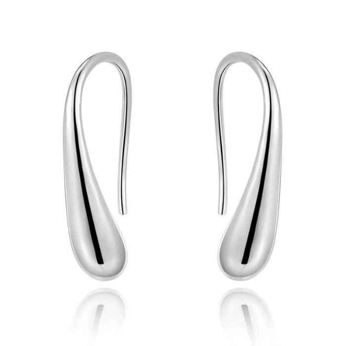 925 Sterling Silver Teardrop Hook Unique Hoop Earrings