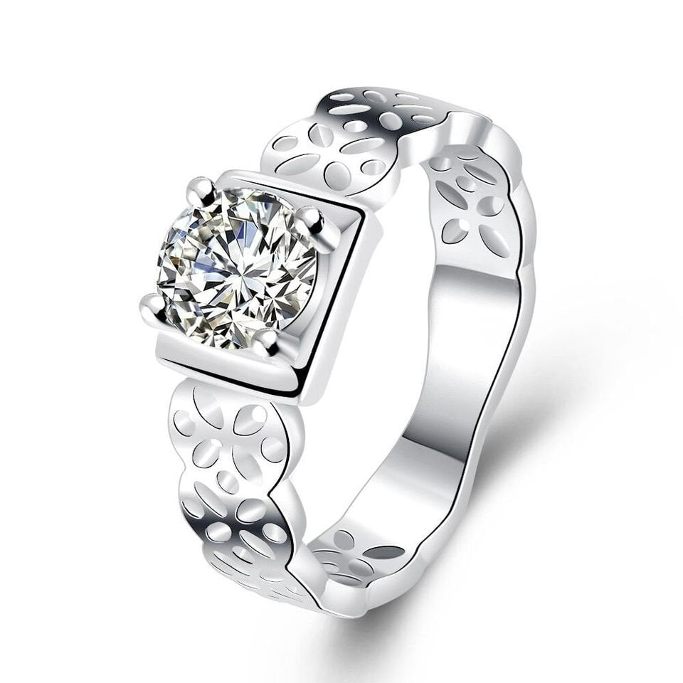925 Sterling Silver Hollow Leaf Elegant Ring
