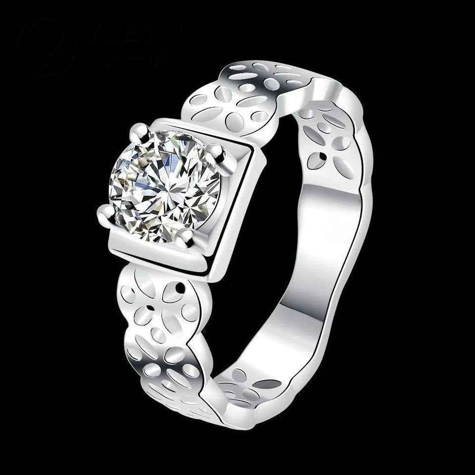 925 Sterling Silver Hollow Leaf Elegant Ring