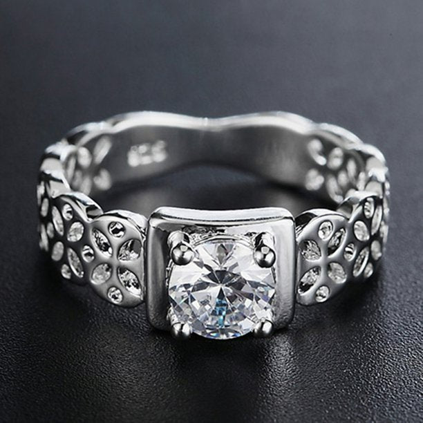 925 Sterling Silver Hollow Leaf Elegant Ring