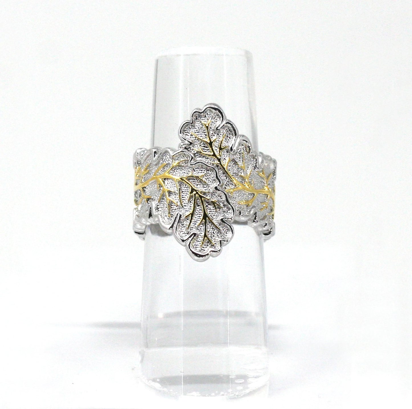 Handmade Antique Silver Carved Tree Leaf Vintage Ring