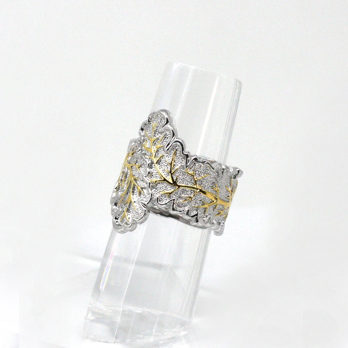 Handmade Antique Silver Carved Tree Leaf Vintage Ring