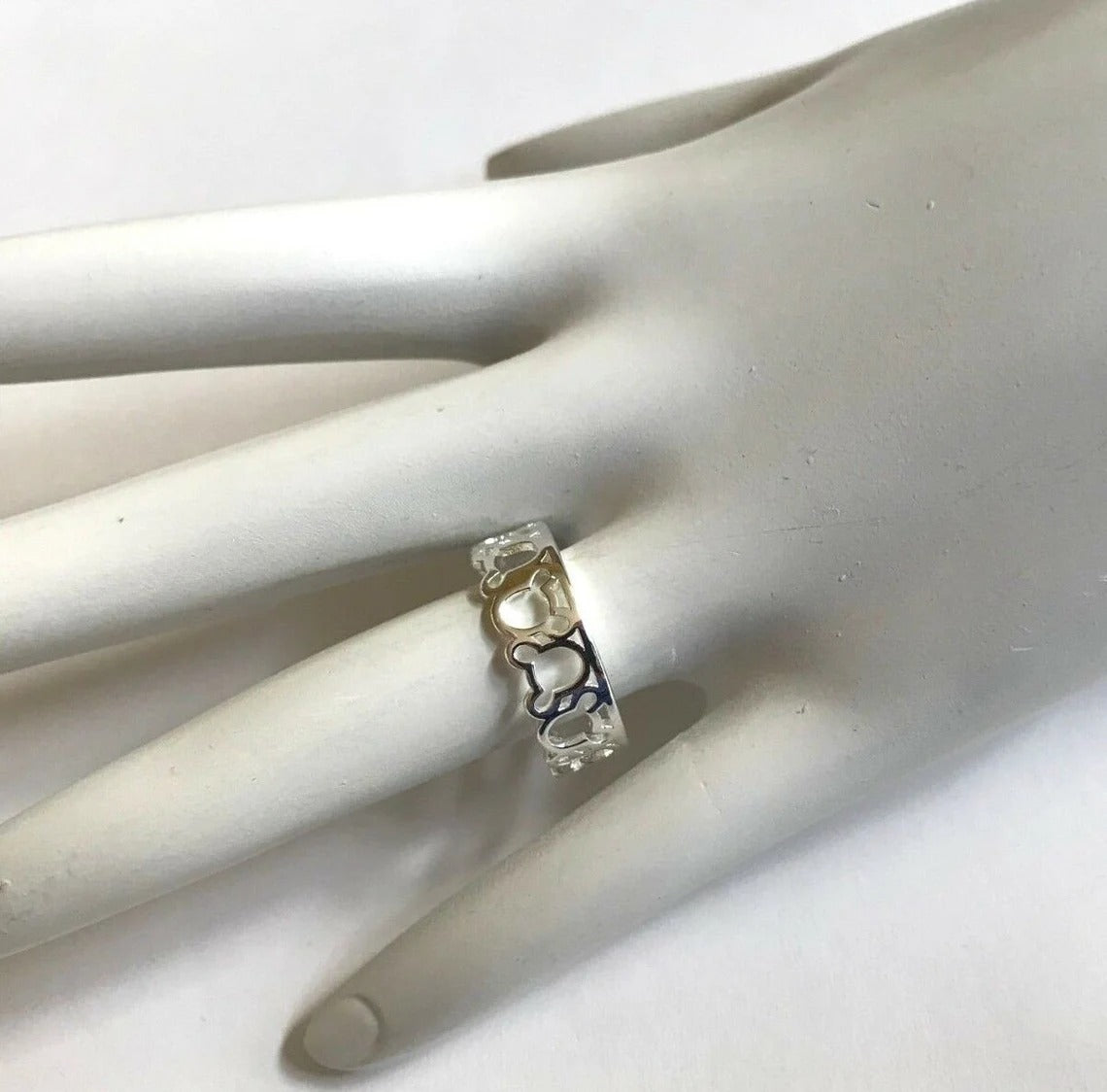 Cute Hollow Mickey Mouse Head Silver Ring