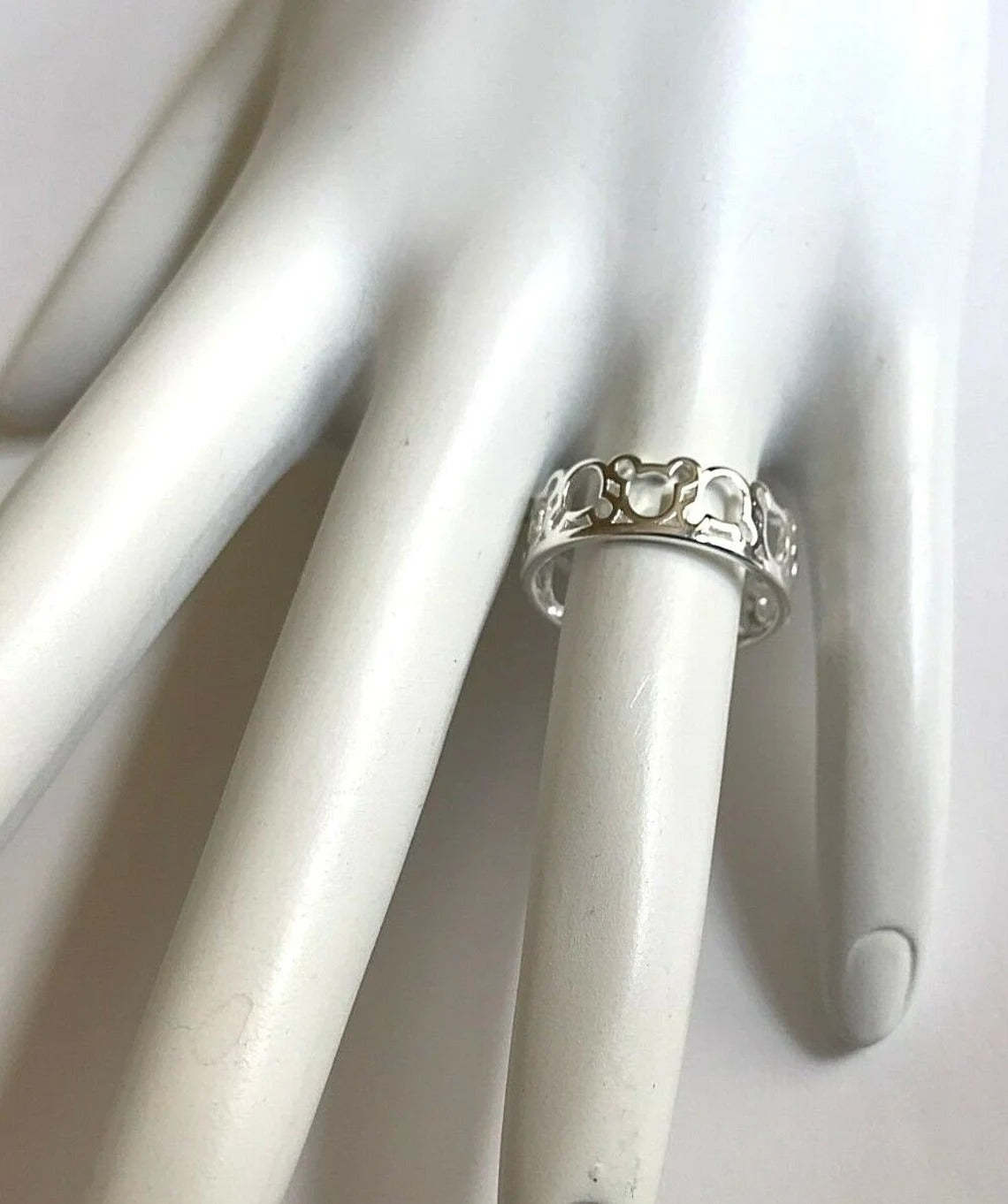 Cute Hollow Mickey Mouse Head Silver Ring
