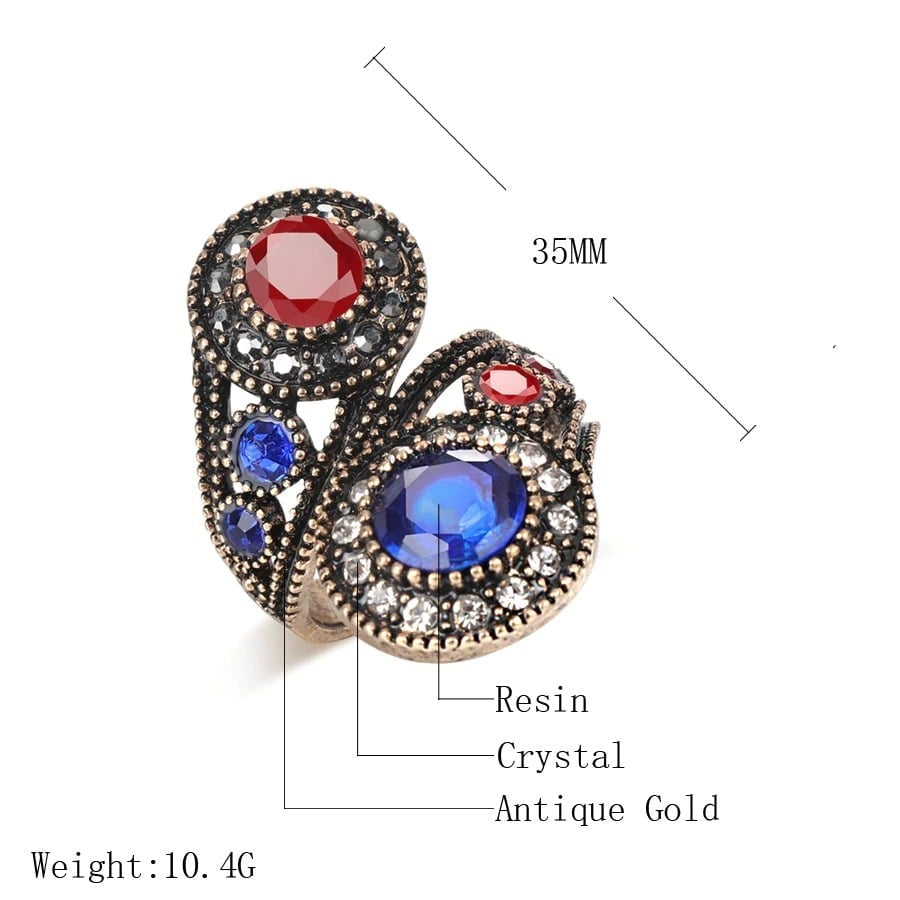Vintage Double Head Antique Gold Bohemia Ring