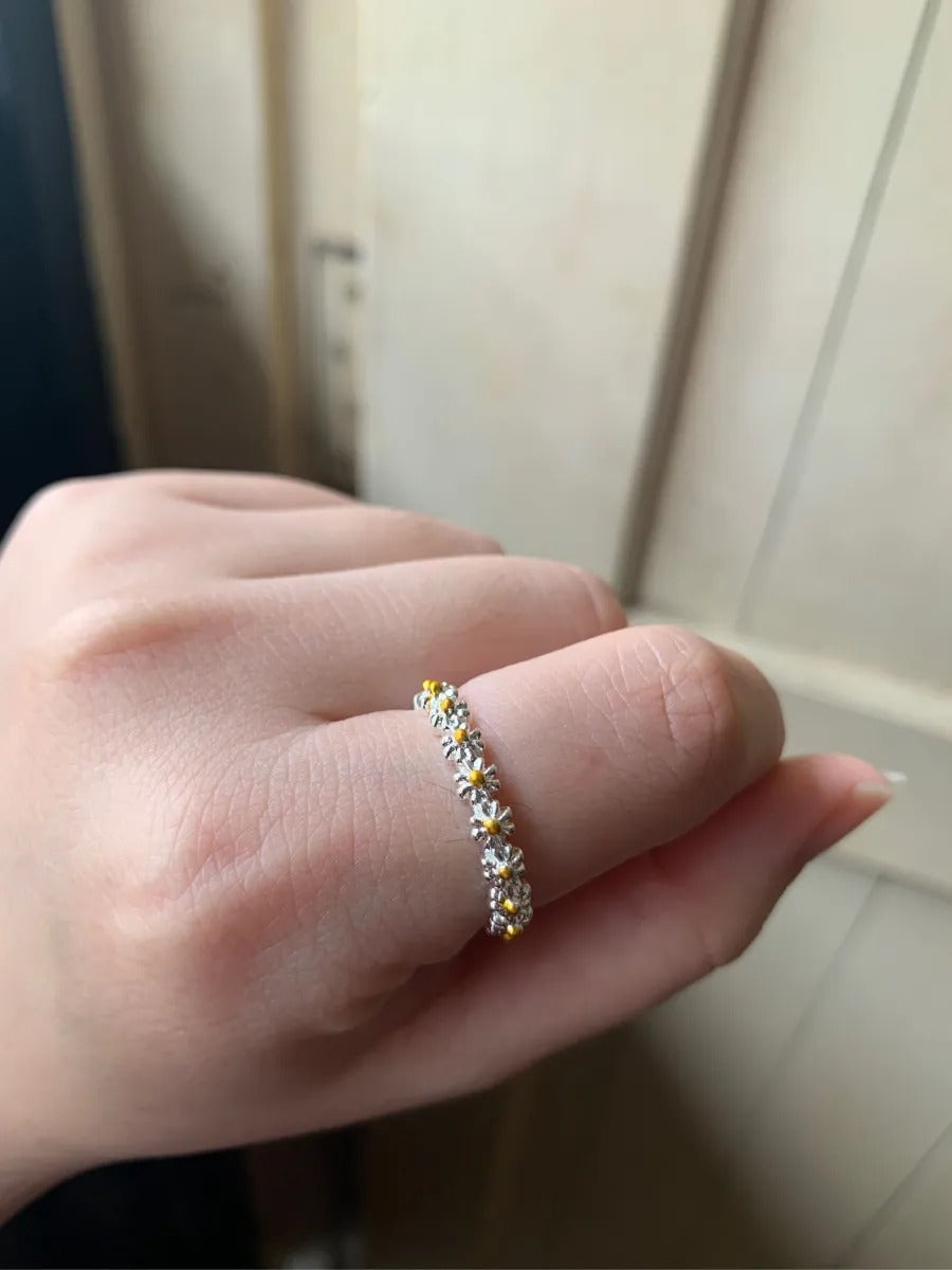 Dainty Flower Daisy Open Silver Ring
