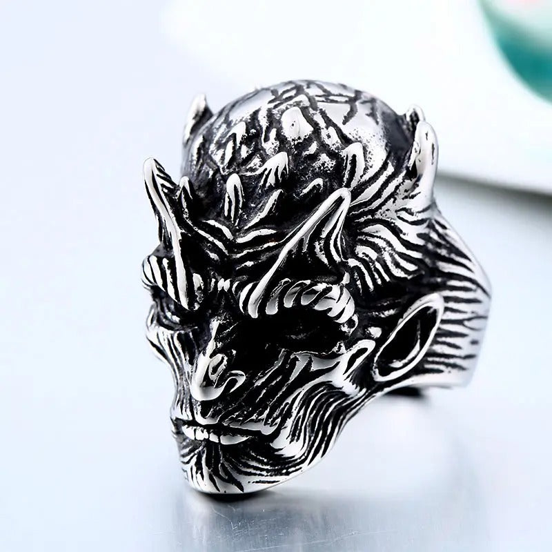 Men's Vintage Demon Skeleton Open Biker Ring