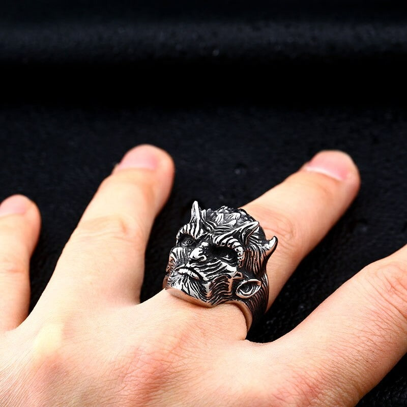 Men's Vintage Demon Skeleton Open Biker Ring