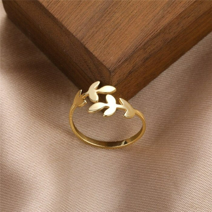 Olive Branch Leaves Open Gold Ring