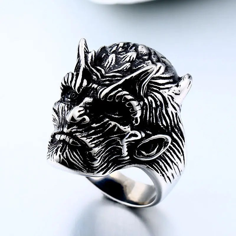Men's Vintage Demon Skeleton Open Biker Ring