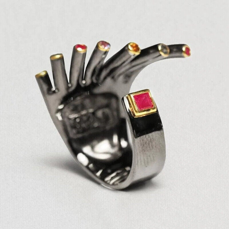 Exaggerated Dragon Claw Black Gold Inlaid Tungsten Ring
