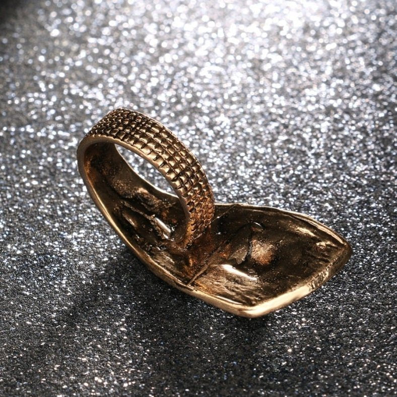 Vintage Red Enamel Unique Antique Gold Ethnic Ring