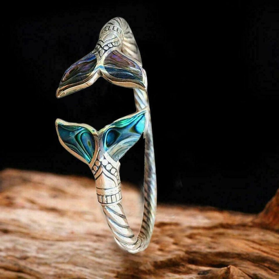 Retro Mermaid Tail Multicolor Gradient Open Ring