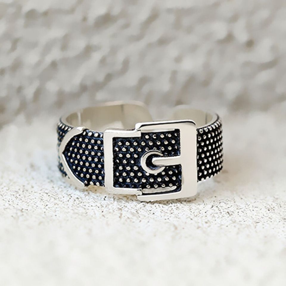 Vintage 16mm Belt Buckle Unique Open Silver Ring