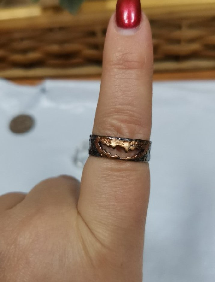 Filled Demon Teeth Mouth Sterling Silver Open Gothic Ring