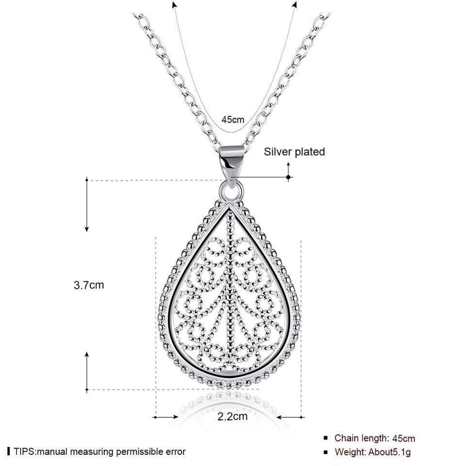Diamond Cut Teardrop Silver Pendant Necklace & Chain