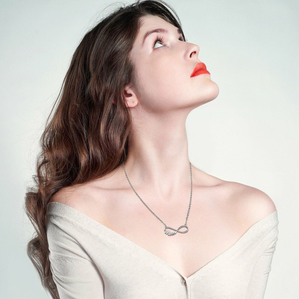 925 Sterling Silver Mom Infinity Necklace