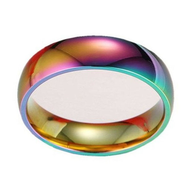 6mm Colorful Rainbow Titanium Steel Band Ring