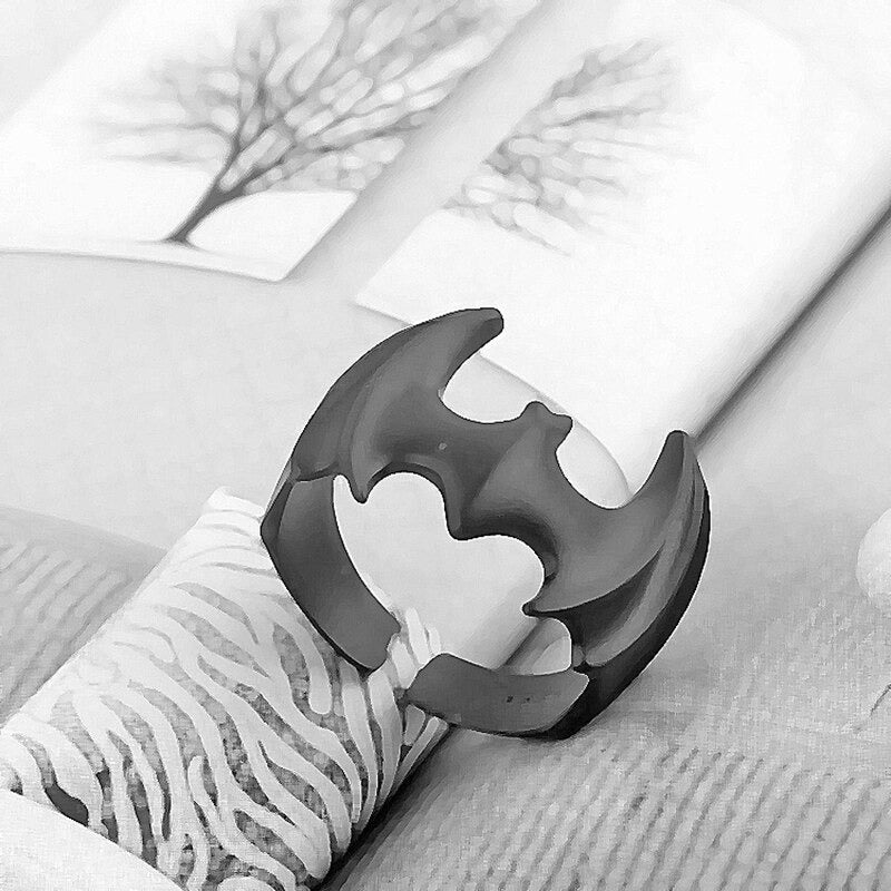 Ominous Black Batman 'Dark Knight' Open Domineering Ring