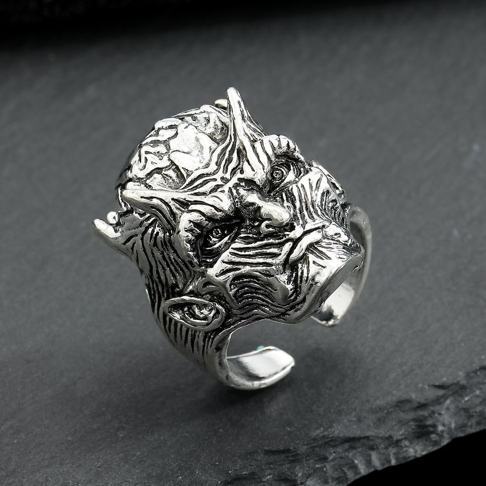 Men's Vintage Demon Skeleton Open Biker Ring