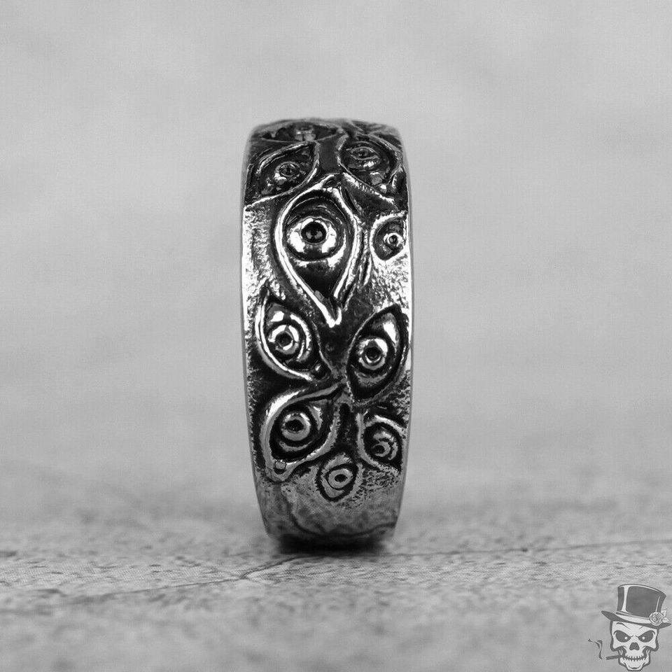 925 Sterling Silver Evil Eyes Monster Retro Gothic Ring