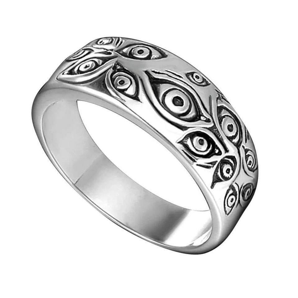 925 Sterling Silver Evil Eyes Monster Retro Gothic Ring