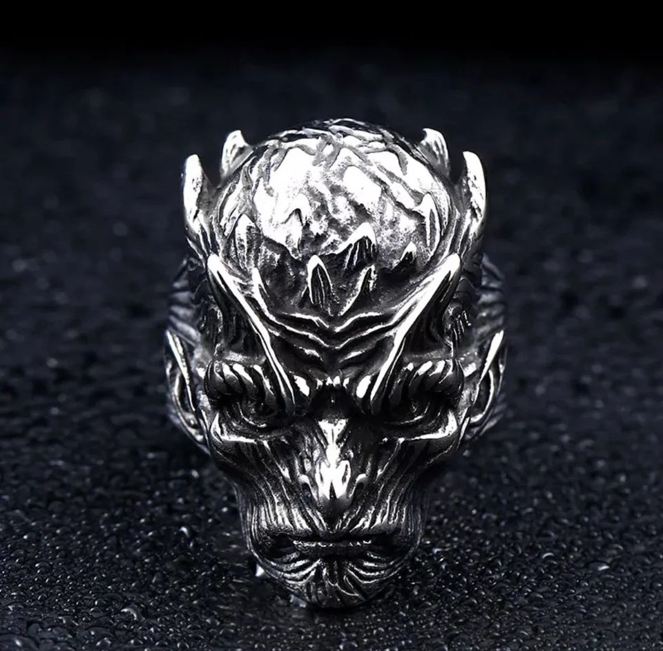 Men's Vintage Demon Skeleton Open Biker Ring