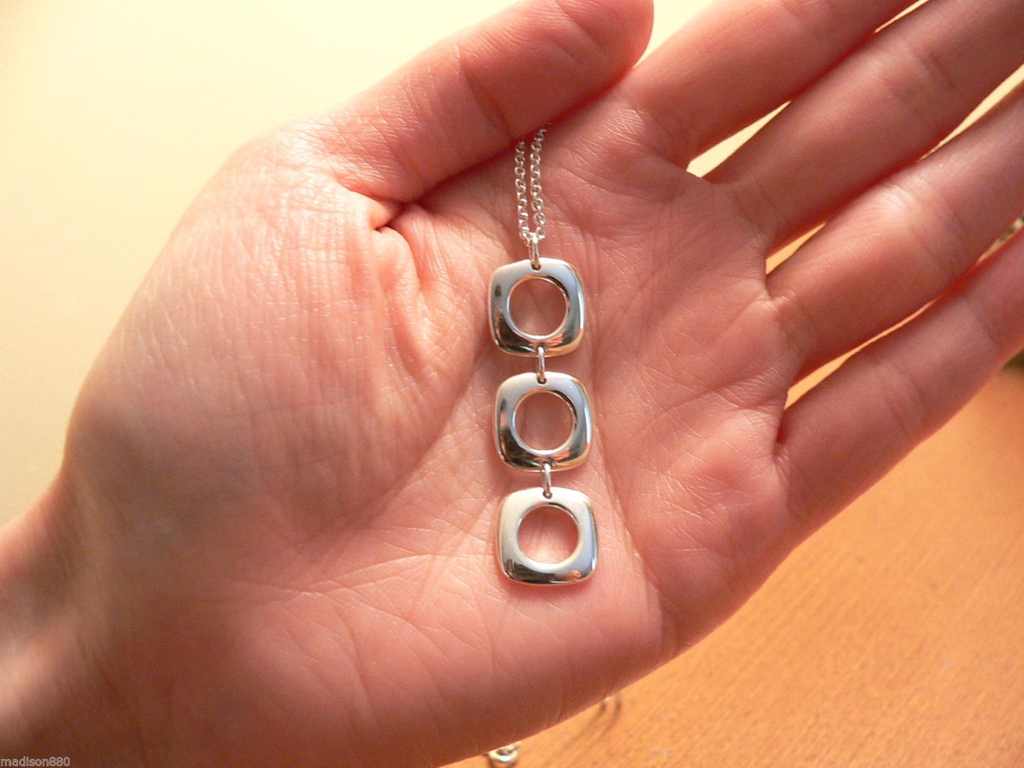 925 Sterling Silver Retro Geometric Pendant & Chain