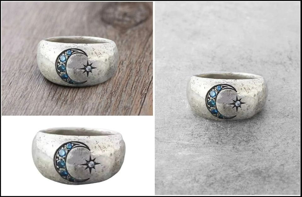 Bohemian Vintage Sun Moon Silver Retro Ring