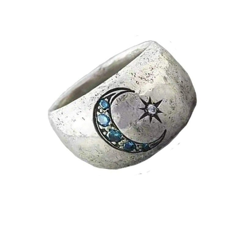 Bohemian Vintage Sun Moon Silver Retro Ring