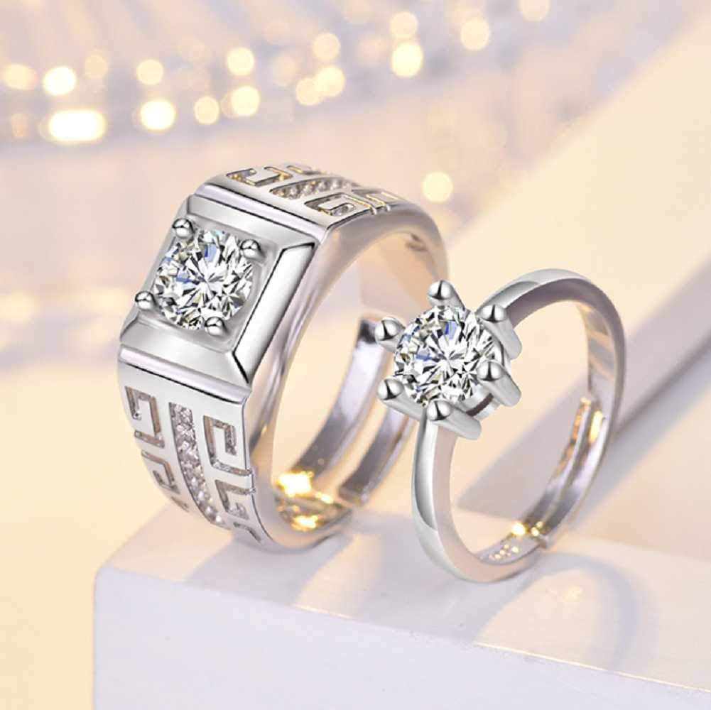 2pcs Sterling Silver Elegant Open Matching Couple Rings