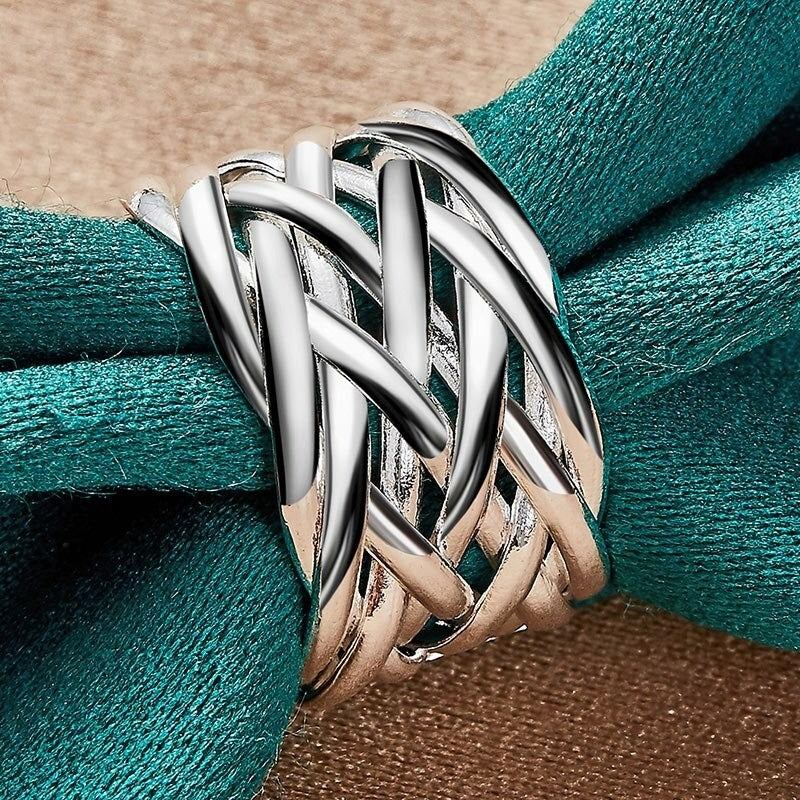 925 Sterling Silver Overlapping Open Ring