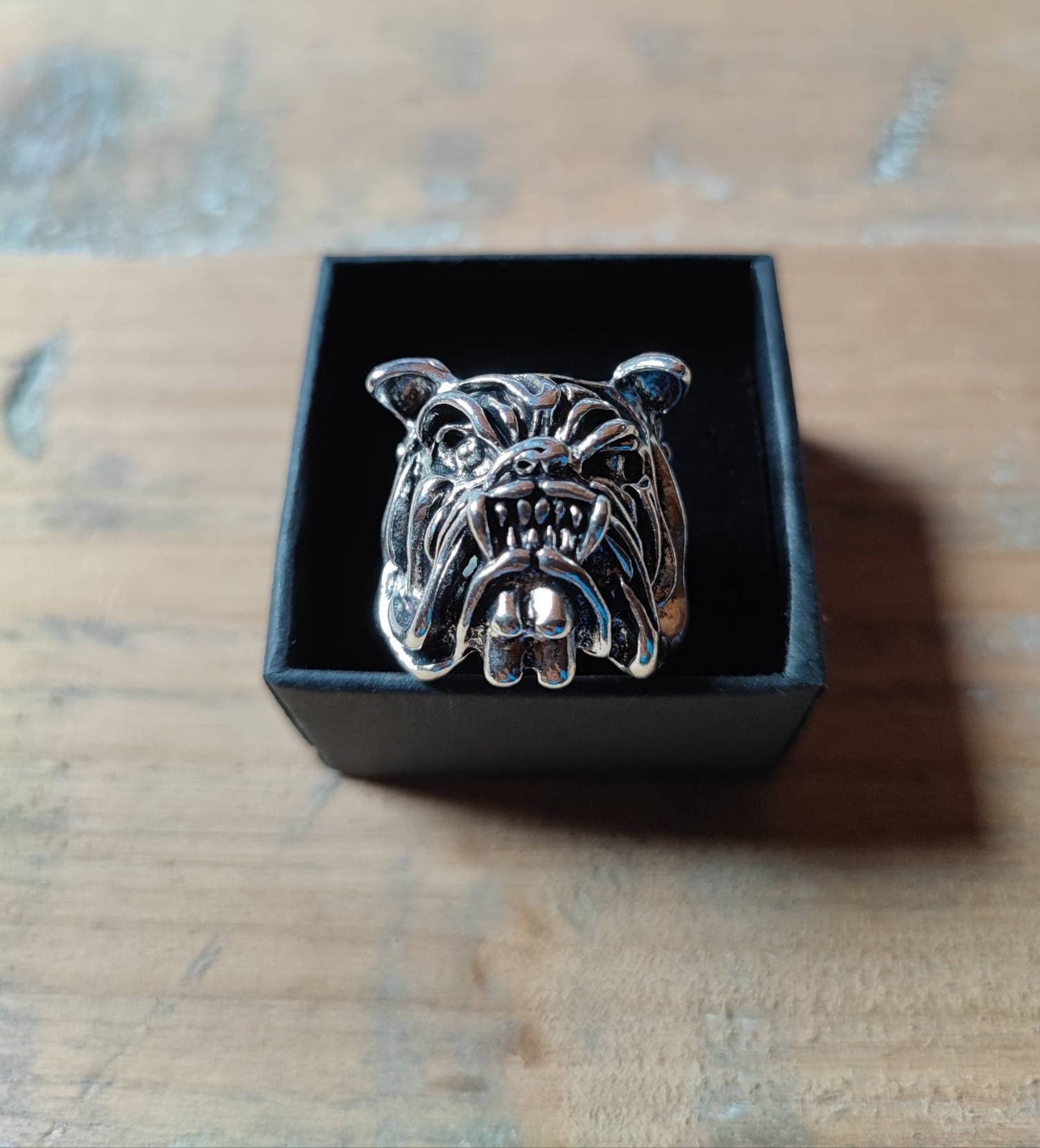 Huge Punk Bulldog Retro Animal Gothic Dog Silver Ring