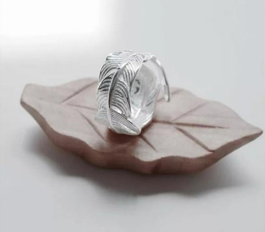 Angelic Feather Elegant Silver Open Ring
