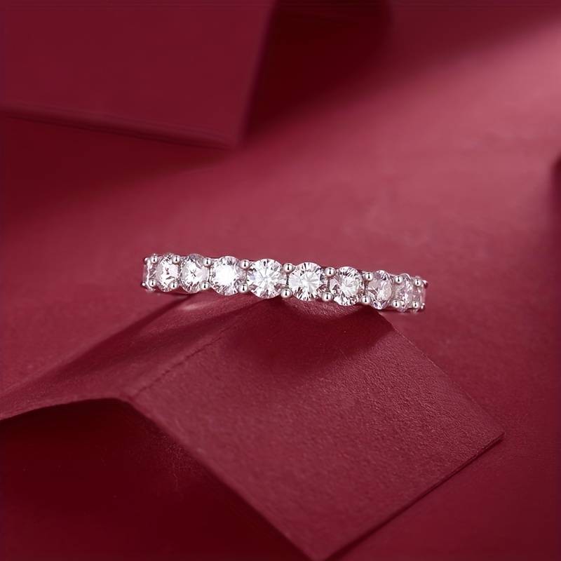 Full Eternity Moissanite Silver Engagement Ring